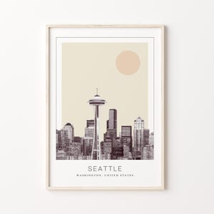 Seattle Poster Print, Seattle Travel Poster, Seattle Minimalistic Wall Art, Seattle, Washington, United States
