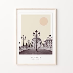 Skopje Poster Print, Skopje Travel Poster, Skopje Minimalistic Wall Art, Skopje, Macedonia
