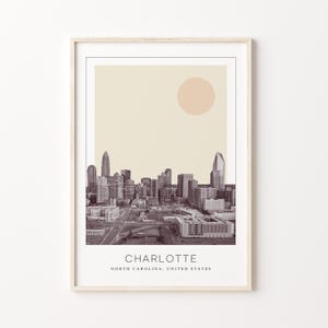 Charlotte Poster Print, Charlotte Travel Poster, Charlotte Minimalistic Wall Art, Charlotte, North Carolina, United States