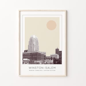 Winston-Salem Poster Print, Winston-Salem Travel Poster, Winston-Salem Minimalistic Wall Art, Winston-Salem, North Carolina, United States