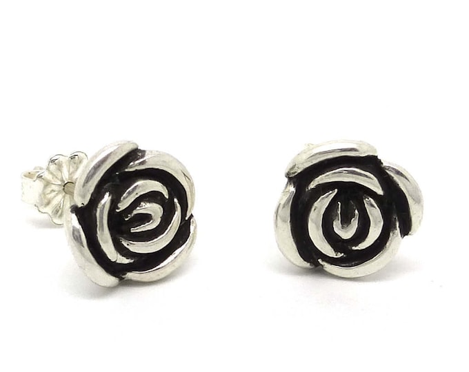 Sterling Silver Rose Studs