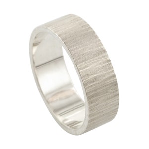 Men&#39;s Hammered Sterling Silver Wood Grain Wedding Ring made to order in your size
