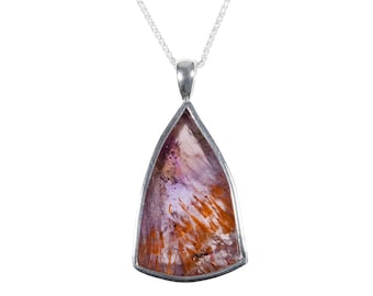 Purple Quartz Stone and Sterling Silver Pendant Necklace