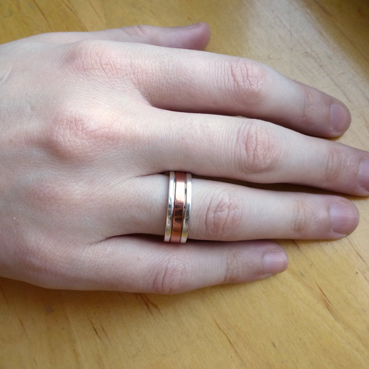 Sterling Silver and Copper Inlay Ring Mens Wedding Band Made to Order