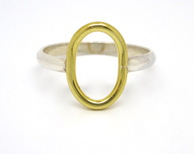 Sterling Silver with Brass Circle Ring // made to order in your size