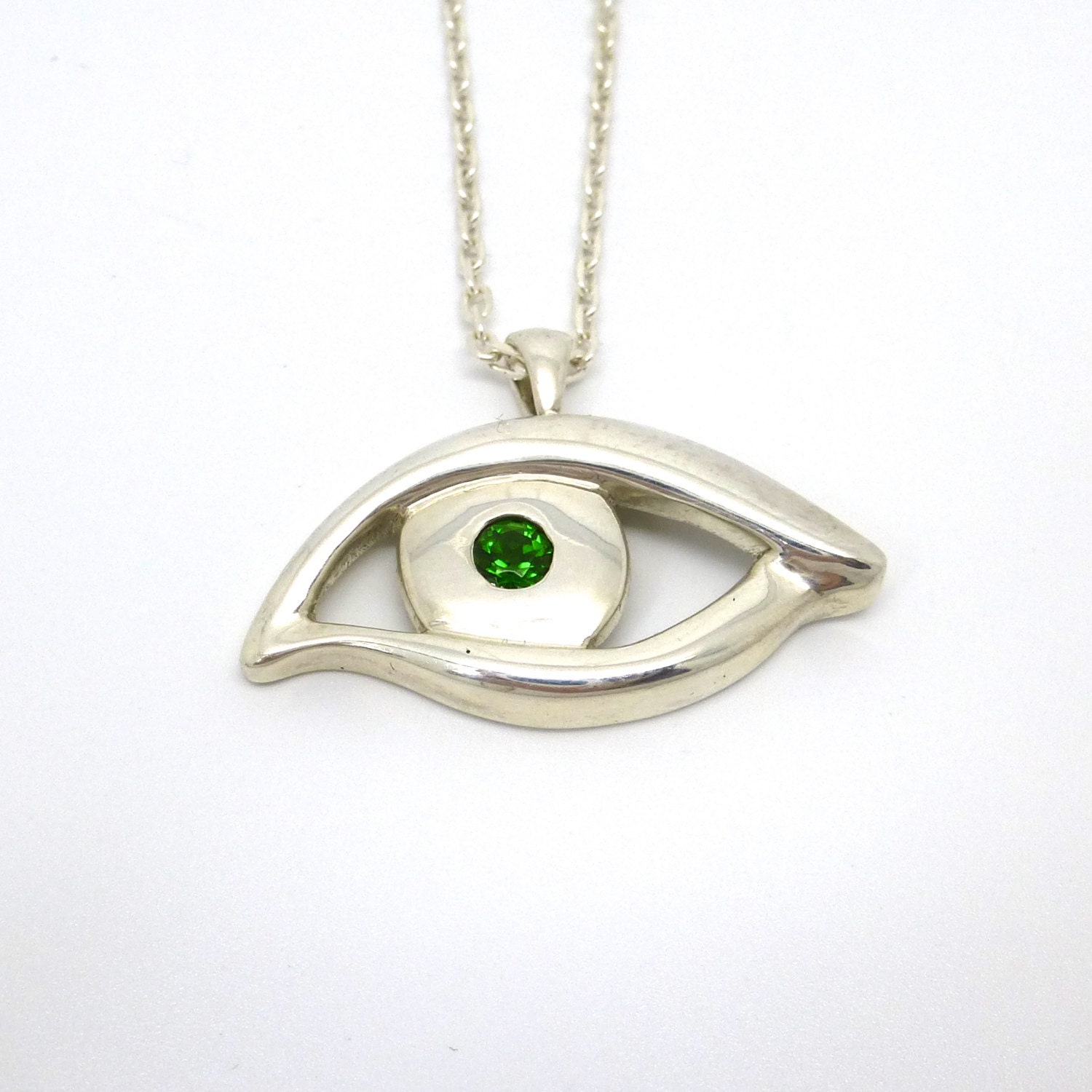 Evil Eye Pendant//Large Sterling Silver Pendant with Natural Gemstones ...