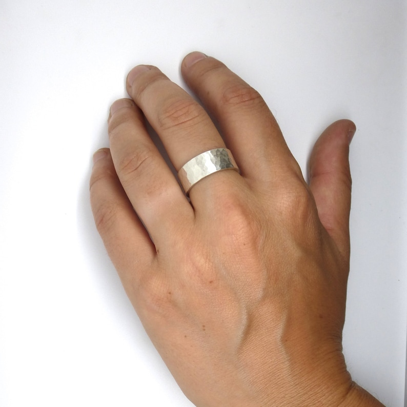 Hammered Sterling Silver Wedding Ring Band made to order in your size image 5