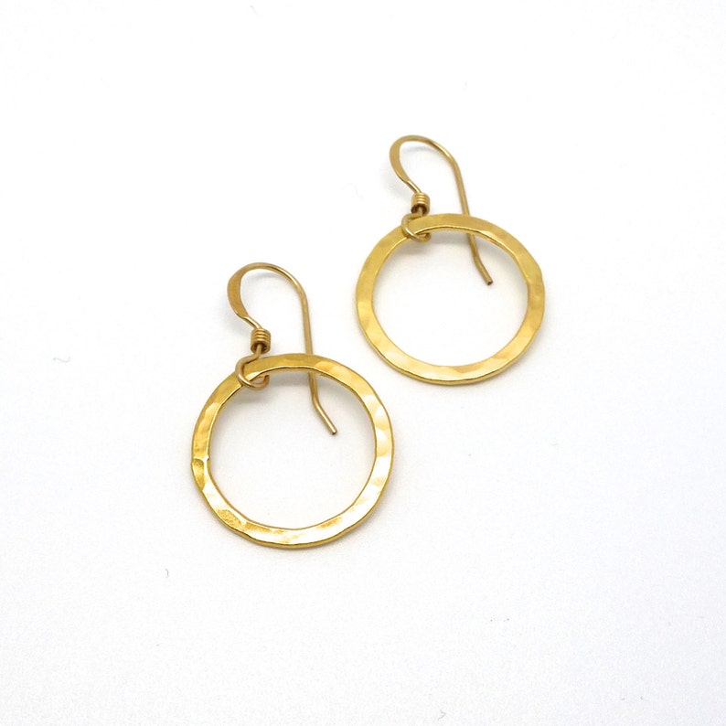 Simple Hammered Sterling Silver Circle Earrings image 5