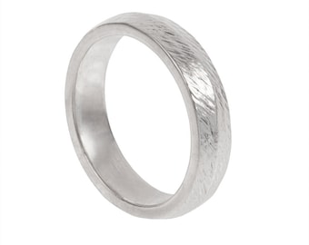 Chiseled Mens Wedding Band- Made to order in your size, material and dimensions