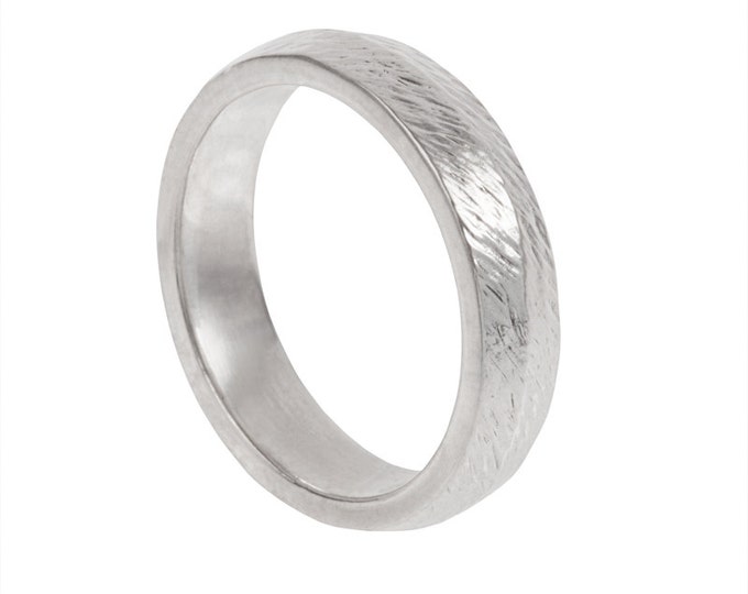 Chiseled Mens Wedding Band- Made to order in your size, material and dimensions