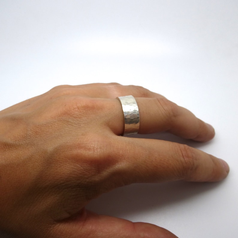 Hammered Sterling Silver Wedding Ring Band made to order in your size image 4