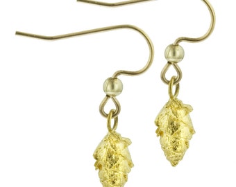 Tiny Gold Pine Cone Earrings // Cast from Real Pine Cones- last pairs