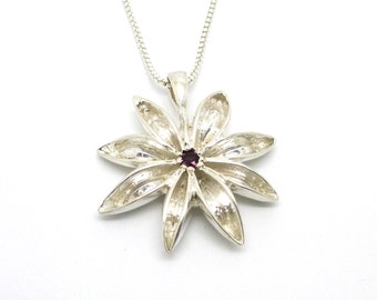 Sterling Silver Star Anise Pendant with Amethyst- last one!