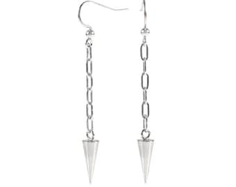 Long Sterling Silver Spike and Chain Earrings