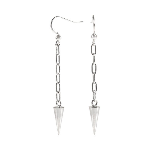 Long Sterling Silver Spike and Chain Earrings