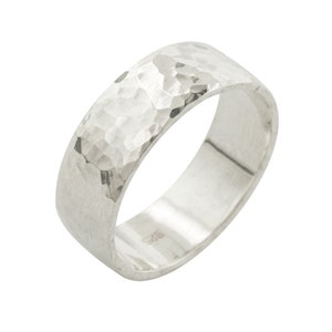 Hammered Sterling Silver Wedding Ring Band made to order in your size image 1