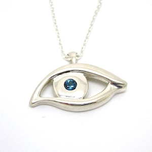Evil Eye Pendant//Large Sterling Silver Pendant with Natural Gemstones//Unisex