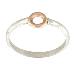 14k Yellow or Rose Gold and Sterling Silver Circle Ring // Simple Mixed Metals Ring