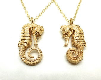 Gold Seahorse Pendant Necklace // Cast from a real Seahorse!