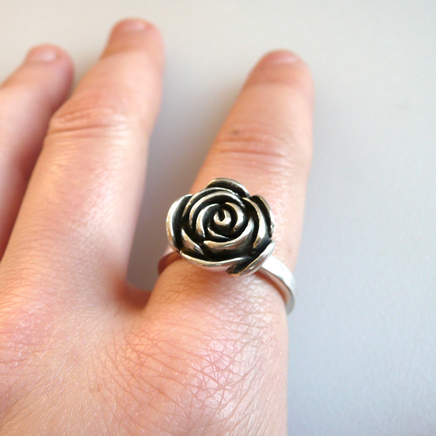 Big Romance Sterling Silver Rose Ring // Made to Order in Your | Etsy