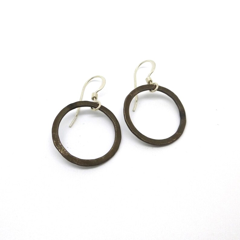 Simple Hammered Sterling Silver Circle Earrings image 4