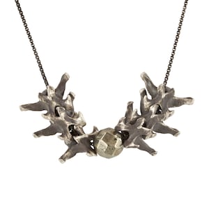 Sterling Silver Vertebrate Spine Necklace with Pyrite