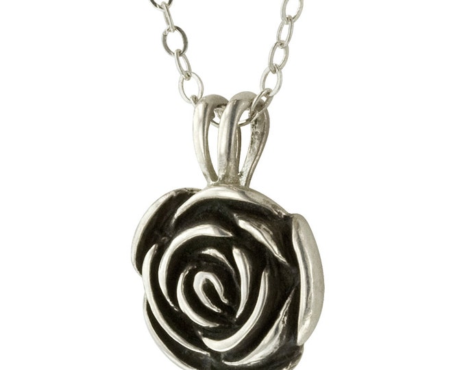 Sterling Silver Rose Pendant Necklace