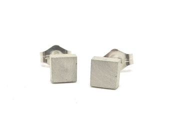 Small Sterling Silver Square Studs- Unisex