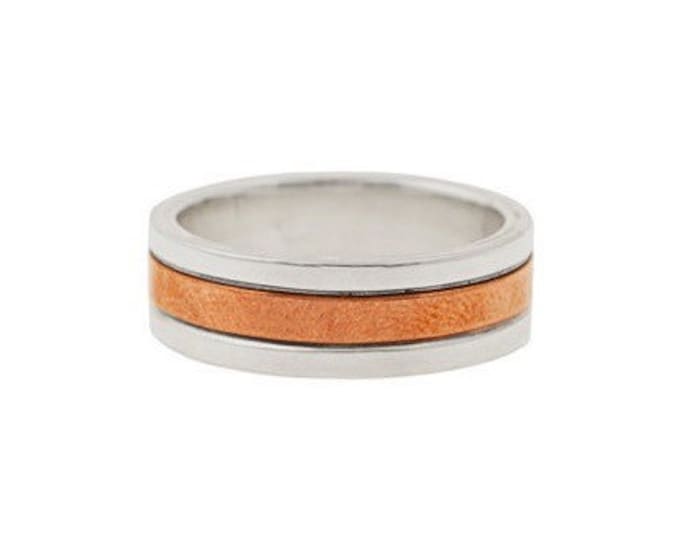 Sterling Silver and Copper Inlay Ring- Mens Wedding Band- Made to Order in your Size