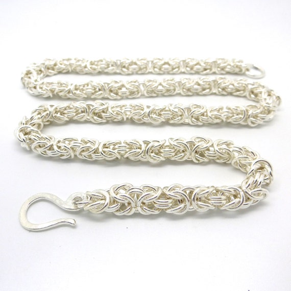 Sterling Silver Byzantine Link Chainmaille Necklace