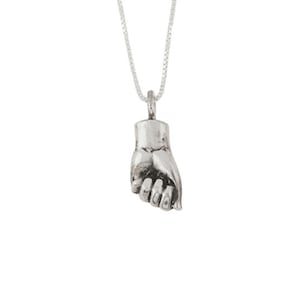 Tiny Silver Fist Necklace- Symbol of Strength and Unity