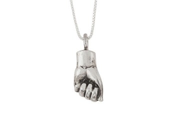 Tiny Silver Fist Necklace- Symbol of Strength and Unity