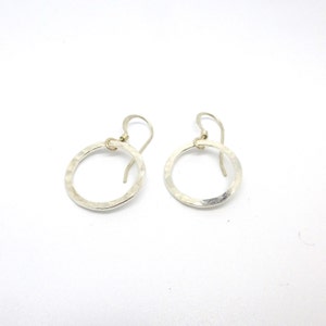 Simple Hammered Sterling Silver Circle Earrings
