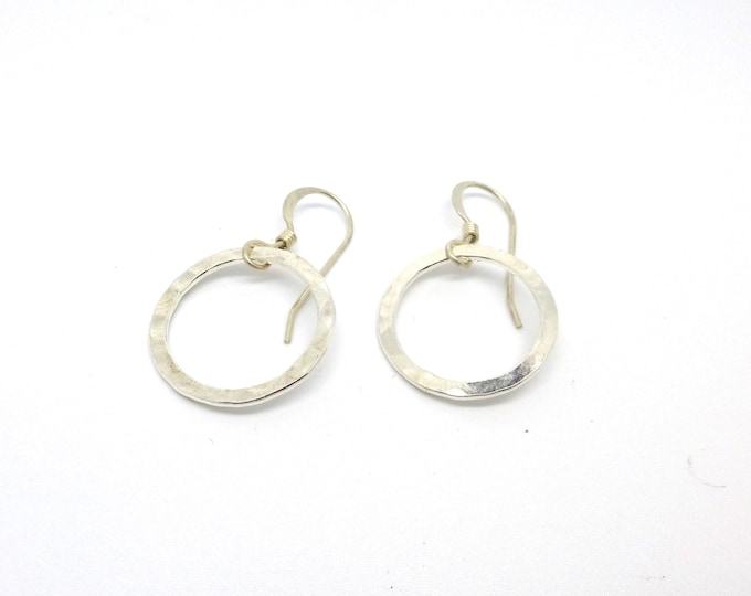 Simple Hammered Sterling Silver Circle Earrings