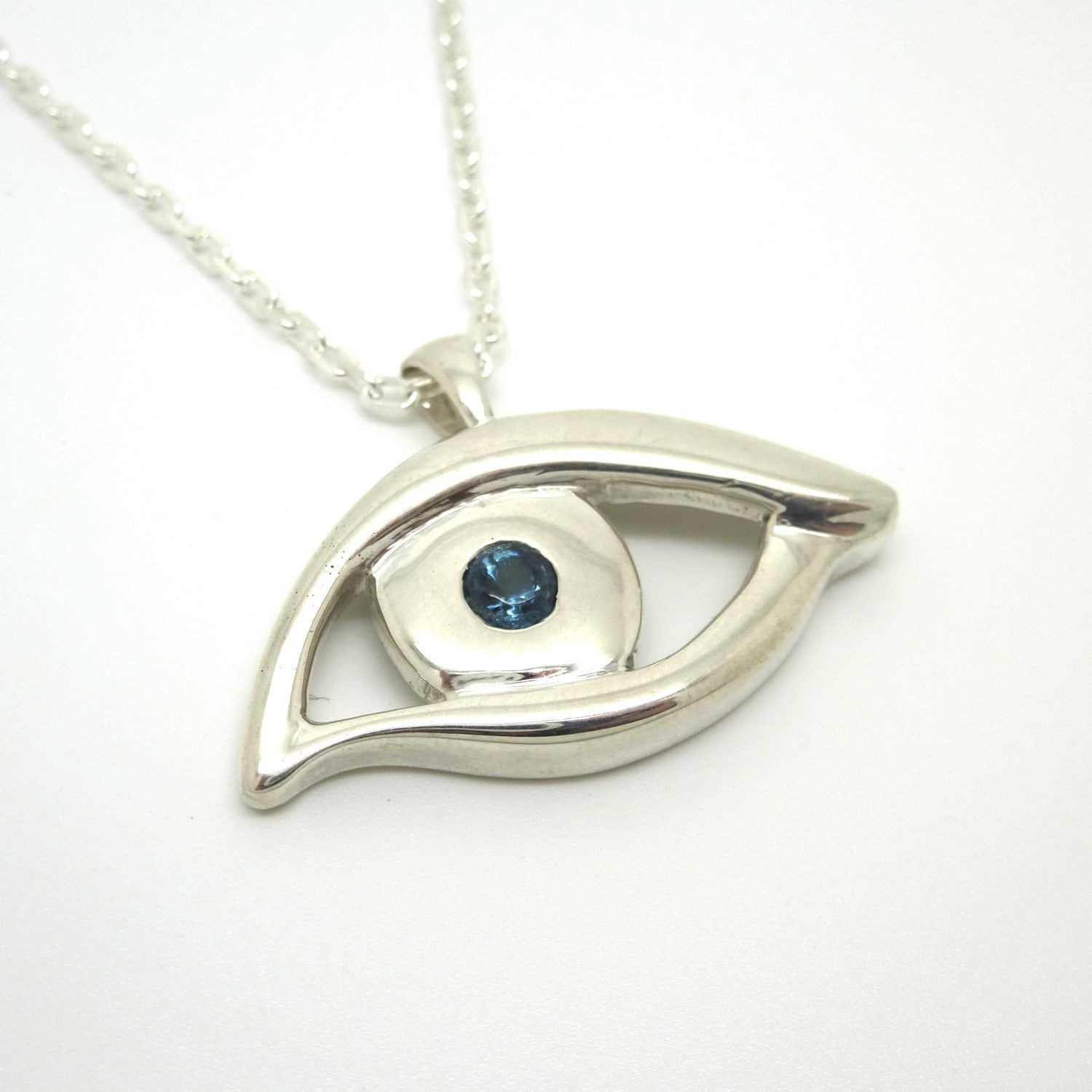 Evil Eye Pendant//Large Sterling Silver Pendant with Natural Gemstones ...