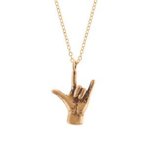 I LOVE YOU necklace // sign language ILU hand image 1