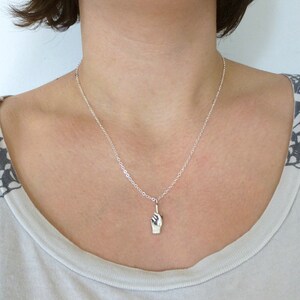 Fck You Tiny Middle Finger Necklace in Sterling Silver or Brass image 4