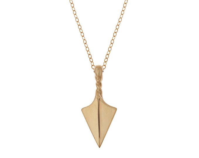 Arrow Point Talisman Necklace in Brass with Gold Fill Chain