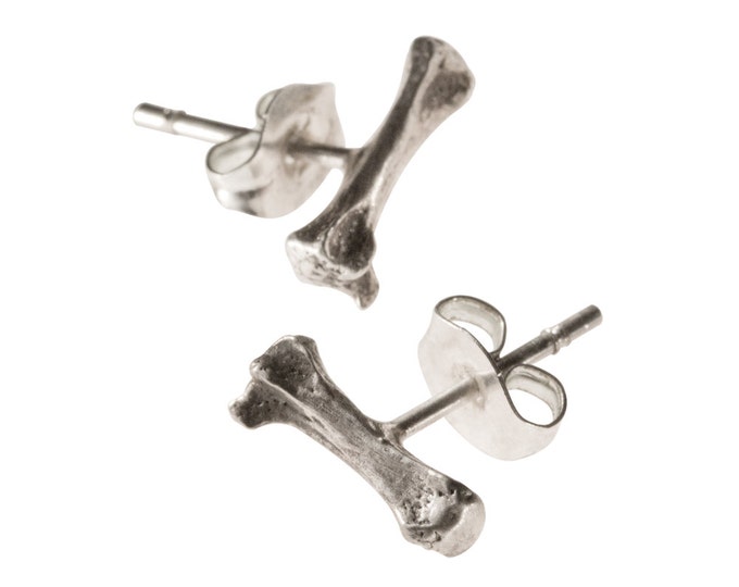 Tiny Sterling Silver Bone Stud Earrings