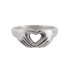 Heart Hands Ring in Sterling Silver- Wedding Ring/ Sweetheart Ring/ Engagement Ring/ Claddagh Ring
