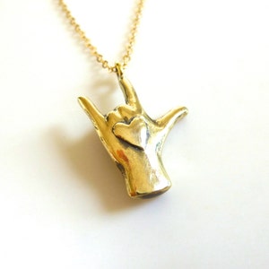 I LOVE YOU necklace // sign language ILU hand image 3