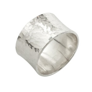 Hammered Silver Ring Band with a Flare made to order in your size