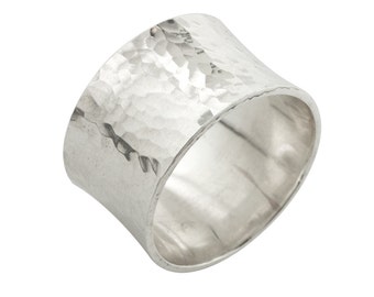 Hammered Silver Ring Band with a Flare made to order in your size