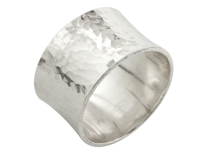 Hammered Silver Ring Band with a Flare made to order in your size