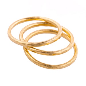 Set of Three Hammered Gold Fill Stacking Rings made to order in your size image 1