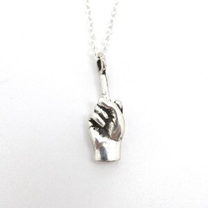Fck You Tiny Middle Finger Necklace in Sterling Silver or Brass image 5