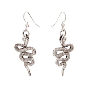Handcarved Sterling Silver Snake Earrings