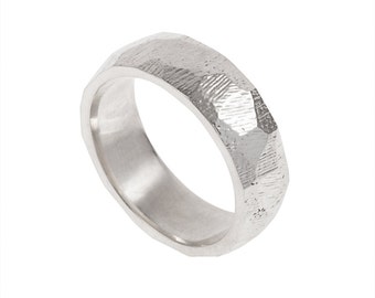 Facets Mens Wedding Band- Made to order in your size, material and dimensions