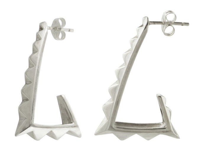 Pyramid Hoop Earrings in Sterling Silver // Big Bold 80s style