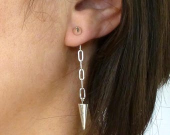 Sterlingzilveren oorstekers met steker en ketting
